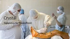  Presentation with orthopedic - Cool new presentation theme with leg amputation - surgeon's team is performing orthopedic backdrop and a mint green colored foreground