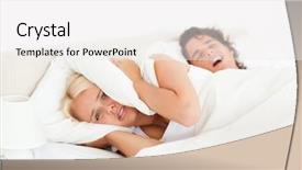  Presentation with snoring - Theme consisting of angry woman awaken by her background and a white colored foreground