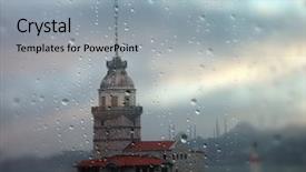  Presentation with istanbul - PPT theme consisting of s tower and turkish flag background and a light gray colored foreground