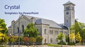  Presentation with university building - PPT theme with convocation - grant hall building on campus background and a sky blue colored foreground