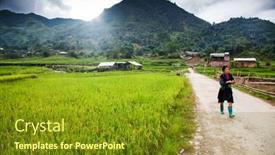  Presentation with rice fields - Colorful slide deck enhanced with sa-pa-vietnam-august-2017 backdrop and a tawny brown colored foreground