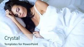  Presentation with beautiful young woman getting face - PPT theme consisting of sabana - beautiful young woman sleeping peacefully background and a sky blue colored foreground