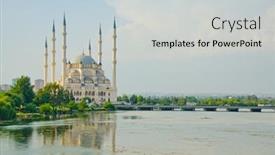  Presentation with mosque - Cool new presentation with sabanci merkez camii mosque in adana turkey backdrop and a light gray colored foreground