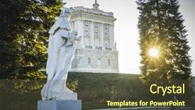  Presentation with gardens - Amazing PPT theme having sabatini-gardens-in-the-royal backdrop and a tawny brown colored foreground