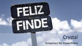  Presentation with weekend - Colorful theme enhanced with good friday holiday - happy weekend in spanish sign backdrop and a light blue colored foreground