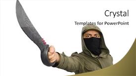  Presentation with mask - Presentation theme consisting of sabers - criminal wearing mask isolated background and a white colored foreground