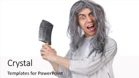  Presentation with old man - Presentation theme enhanced with sabers - funny old man isolated background and a white colored foreground