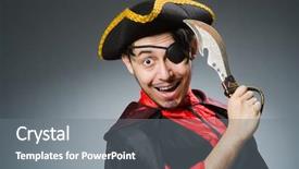  Presentation with pirate - Presentation theme consisting of sabers - man pirate against dark background background and a gray colored foreground