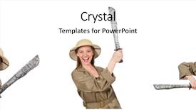  Presentation with safari tiger - Audience pleasing theme consisting of sabers - woman wearing safari hat backdrop and a white colored foreground