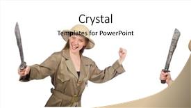  Presentation with cross desert tourists in safari - Slides featuring sabers - woman wearing safari hat background and a white colored foreground