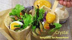  Presentation with eggplant - Audience pleasing presentation design consisting of sabich-israeli-pita-sandwich backdrop and a tawny brown colored foreground