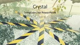  Presentation with broken glass - Audience pleasing PPT theme consisting of sabotage - yellow tape across broken glass backdrop and a soft green colored foreground