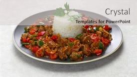  Presentation with turkish - PPT layouts having sac-kavurma-turkish-sauteed-spiced background and a light gray colored foreground