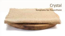  Presentation with cutting board - Slide set consisting of sack burlap napkin at cutting background and a cream colored foreground