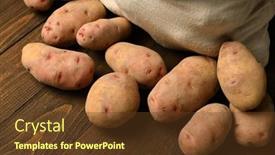  Presentation with dark - Presentation design featuring sack-full-of-potatoes background and a tawny brown colored foreground