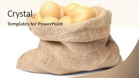  Presentation with fresh ginger root on white - Slide deck featuring sack of fresh raw potatoes background and a  colored foreground