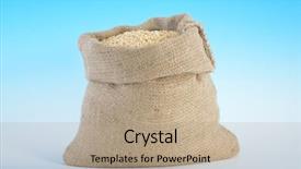  Presentation with grains - PPT layouts featuring sack of wheat grains on blue background background and a coral colored foreground