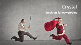  Presentation with running race - Cool new presentation design with sack race - santa claus running away backdrop and a gray colored foreground