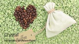  Presentation with green coffee beans - Presentation theme consisting of sack with coffee on green background and a mint green colored foreground