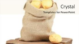  Presentation with wooden - Slide deck with sack with potatoes on wooden background and a  colored foreground