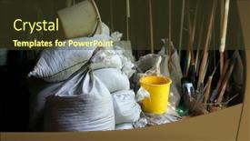  Presentation with garden tools - Presentation theme having sackfuls-of-fertilizers-and-agricultural background and a  colored foreground