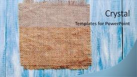  Presentation with blue - Slide deck consisting of woven - sacking cloth on a blue background and a light blue colored foreground
