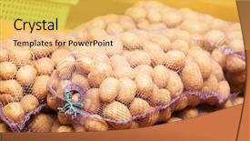  Presentation with global market integration - Slides with sacks with potatoes in market background and a  colored foreground
