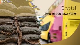  Presentation with cold war - PPT theme having sacks-with-sand-at-checkpoint background and a  colored foreground