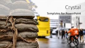  Presentation with checkpoint - Presentation theme having sacks-with-sand-at-checkpoint background and a  colored foreground