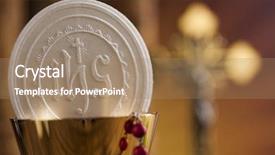  Presentation with eucharist - Audience pleasing presentation design consisting of sacrament of communion eucharist symbol backdrop and a coral colored foreground