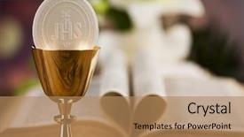  Presentation with eucharist - Slides featuring sacrament of communion eucharist symbol background and a coral colored foreground