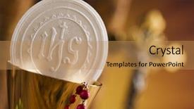  Presentation with sacrament - Presentation theme featuring sacrament of communion eucharist symbol background and a coral colored foreground