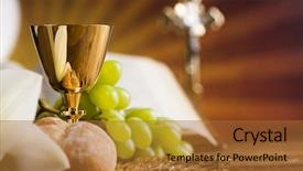  Presentation with eucharist - Beautiful slide deck featuring sacrament of communion eucharist symbol backdrop and a red colored foreground