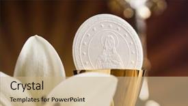  Presentation with sacrament - Presentation having sacrament of communion eucharist symbol background and a coral colored foreground