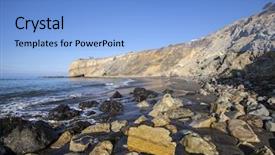  Presentation with abalone - Amazing slide set having sacred cove at abalone cove shoreline park near los angeles in rancho palos verdes california backdrop and a light blue colored foreground