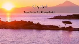  Presentation with sunset - Amazing presentation design having sacred mount athos in greece backdrop and a light gray colored foreground