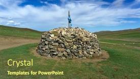  Presentation with mongolia - Presentation theme having sacred-stone-heap-ovoo-oboo background and a tawny brown colored foreground