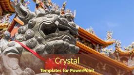  Presentation with chinese temple - Slide deck featuring sacred-stone-lion-standing-sentry background and a tawny brown colored foreground