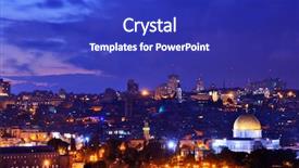  Presentation with sacred western wall - Slide set featuring sacred western wall - skyline of the old city background and a royal blue colored foreground