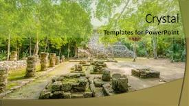  Presentation with sacrifice - Presentation theme consisting of sacrifice - mayan pyramid in coba mexico background and a yellow colored foreground