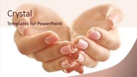  Presentation with empty - Audience pleasing theme consisting of sacrifice giving - empty female hands isolated backdrop and a  colored foreground