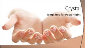  Presentation with sacrifice - PPT layouts with sacrifice giving - empty female hands isolated background and a  colored foreground