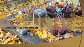  Presentation with decoration - PPT theme featuring sacrifices love - autumn decoration on the tomb background and a gold colored foreground