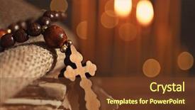  Presentation with cross love - Presentation theme with sacrifices love - wooden cross on sackcloth background and a tawny brown colored foreground