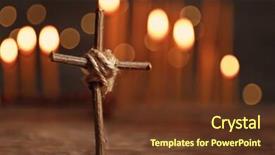  Presentation with cross love - Beautiful presentation featuring sacrifices love - wooden cross on table backdrop and a tawny brown colored foreground