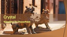  Presentation with lion pyrography - PPT layouts featuring sacrificial - lion monster statue bhaktapur nepal background and a tawny brown colored foreground