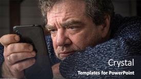  Presentation with sad - Audience pleasing PPT theme consisting of sad-adult-man-uses backdrop and a tawny brown colored foreground