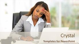  Presentation with sad - Presentation theme consisting of sad african american businesswoman sitting background and a lemonade colored foreground