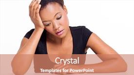  Presentation with woman sad - Slide deck featuring medical health care system equipment background and a gray colored foreground