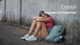  Presentation with sad girl - Slide deck enhanced with sad-and-lonely-girl-leaning background and a  colored foreground